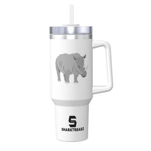 Animal Theme Stainless Steel Tumbler With Handle - Rhino