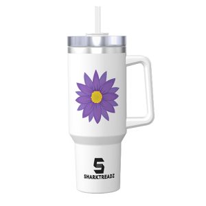 Floral Theme 40oz Stainless Steel Tumbler With Handle - Purple Chrysanthemum