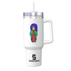 Pixel Art Theme 40oz Stainless Steel Tumbler With Handle - Miss Purple Hair