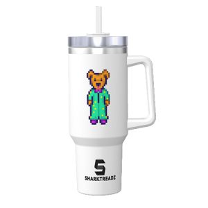Pixel Art Theme 40oz Stainless Steel Tumbler With Handle - Bear Boy