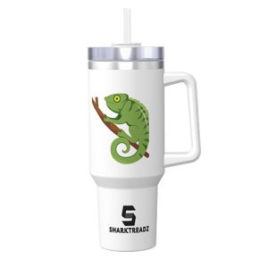 Animal Theme 40oz Stainless Steel Tumbler With Handle - Chameleon
